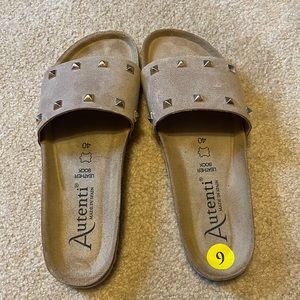 Studded Suede Slides